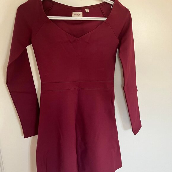 Aritzia Sunday Best Sparrow Ponte V-Neck Dress Magenta Sz XXS - Picture 3 of 4